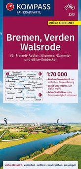 KOMPASS Fahrradkarte Bremen, Verden, Walsrode 1:70.000, FK 3315