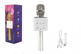 Mikrofon karaoke stříbrný plast 25cm na baterie s USB kabelem v krabici 8,5x26x8,5cm
