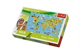 Vzdělávací puzzle mapa světa 100 dílků 60x40cm v krabici  33x23x6cm