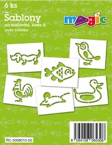 Šablony na malování voskovky magické - zvířátka 6ks v sáčku 12x20cm