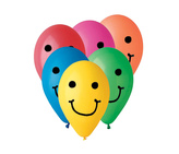 Balonek nafukovací 9" potisk Smile 10cm 10ks v sáčku karneval