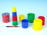 Kubus pyramida skládanka kulatá plast asst 4 barvy 9ks v sáčku 9x9x8cm 12m+
