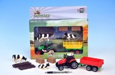 Sada farma - traktor 10cm s vlekem na baterie se světlem se zvukem a doplňky (2 druhy)