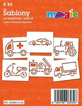 Šablony na malování voskovky magické - dopravní prostředky 6ks v sáčku 12x19cm