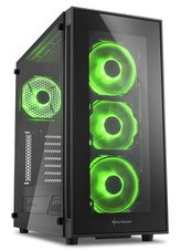 Sharkoon skříň TG5 Glass Green  / Middle Tower / 2x USB3.0 / 2x USB2.0 / průhledná bočnice / zelené LED / černá