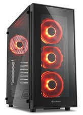 Sharkoon skříň TG5 Glass Red  / Middle Tower / 2x USB3.0 / 2x USB2.0 / průhledná bočnice / červené LED / černá