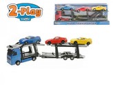 Auto kamion přepravník + 3 auta 1:60 27cm 2 barvy v krabici