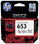 HP inkoustová náplň 653 tříbarevná