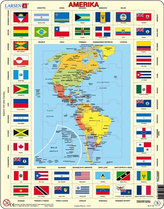 Puzzle MAXI - Mapa Ameriky + vlajky/70 dílků