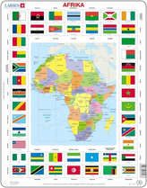Puzzle MAXI - Mapa Afriky + vlajky/70 dílků