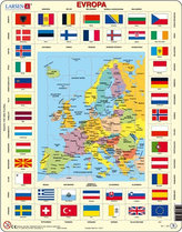 Puzzle MAXI - Mapa Evropy + vlajky/70 dílků