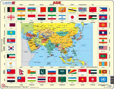 Puzzle MAXI - Mapa ASIE + vlajky/70 dílků