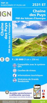 Chaine des Puys Parc Naturel des Volcans d\'Auvergne 1:25 000