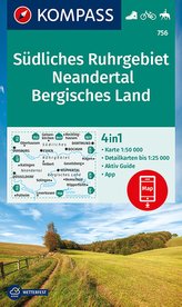 KOMPASS Wanderkarte Südliches Ruhrgebiet, Neandertal, Bergisches Land 1:50 000