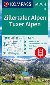 KOMPASS Wanderkarte Zillertaler Alpen, Tuxer Alpen 1:50 000
