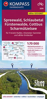 KOMPASS Fahrradkarte Spreewald, Schlaubetal, Fürstenwalde, Cottbus, Scharmützelsee 3370, 1:70 000