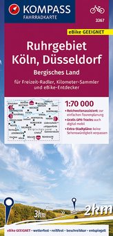 KOMPASS Fahrradkarte Ruhrgebiet, Köln, Düsseldorf, Bergisches Land 3367, 1:70 000