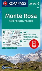 KOMPASS Wanderkarte Monte Rosa, Valle Anzasca, Valsesia  1:50 000  LZ bis 2026