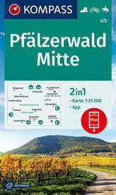 KOMPASS Wanderkarte Pfälzerwald Mitte 1:25 000  LZ bis 2026