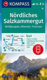 KOMPASS Wanderkarte Nördliches Salzkammergut, Wolfgangsee, Attersee, Traunsee 1:50 000  LZ bis 2026
