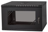 LEXI 19\" nástěnný rozvaděč Basic 6U, šířka 520mm, hloubka 450mm, skleněné dveře, bez zad, černý