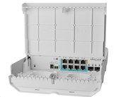 MikroTik CSS610-1Gi-7R-2S+OUT reverzní PoE switch, 8x Gigabit, 2x SFP+, 1x PoE out, 7x PoE in, 56Gbps