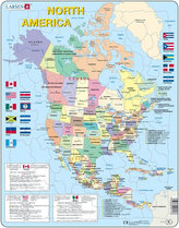 Puzzle MAXI - Mapa Severní Ameriky + vlajky/85 dílků