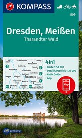 KOMPASS Wanderkarte Dresden, Meißen, Tharandter Wald 1:50 000