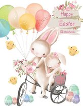 Happy Easter Sketchbook: Bunny Rabbit Sketchbook for Ages 4-8 Girls Drawing Art Book