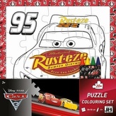Omalovánkové puzzle s voskovkami Auta