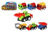 Auto stavební stroj mini 6ks plast 4,5-6cm na zpětné natažení na kartě 30x18x3cm