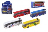 Autobus plast 16cm na baterie se zvukem se světlem na zpětné natažení 4 barvy v krabičce 24ks v boxu