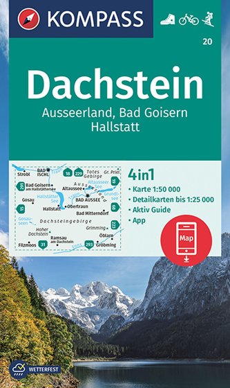 KOMPASS Wanderkarte 20 Dachstein, Ausseerland, Bad Goisern, Hallstatt 1:50000