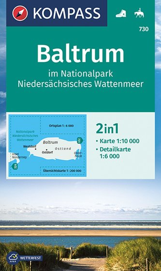 KOMPASS Wanderkarte 730 Baltrum im Nationalpark Niedersächsisches Wattenmeer 1:10000