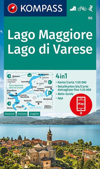 KOMPASS Wanderkarte 90 Lago Maggiore, Lago di Varese 1:50000
