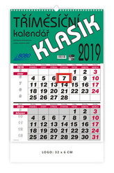 Tříměsíční kalendář 2019 Klasik - nástěnný kalendář