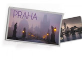 Pohled s dárkem: Praha Sochy Karlův most s magnetkou