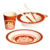 Opička: Dětské nádobí z bambusu/set (5 dílů)