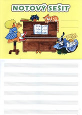 Notový sešit (obrázek: pianino, 32str.)