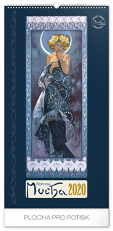Nástěnný kalendář Alfons Mucha 2020, 33 × 64 cm