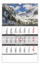 Kalendář nástěnný 2020 - Hory/3měsíční/Hory - 3mesačné