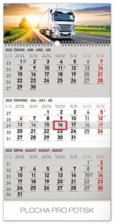 Nástěnný kalendář 3měsíční truck šedý 2020