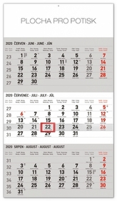 Nástěnný kalendář 3měsíční standard šedý 2020