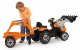 Šlapací traktor Builder Max s bagrem a vozíkem oranžový