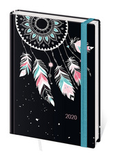 Diář 2020 B6 LYRA denní s gumičkou Feathers