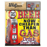 Wall decor Retro BEER nad GAS - samolepící dekorace 30,5x38 cm