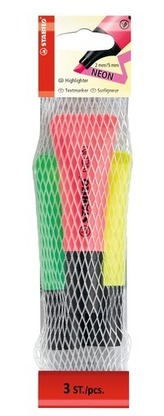 STABILO NEON 3 ks Síťka růžová, zelená, žlutá