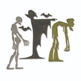 SIZZIX Thinlits vyřezávací  kovové šablony - zombie, smrtka, drakula 4 ks