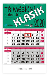 Nástěnný tříměsíční Klasik - nástěnný kalendář 2020