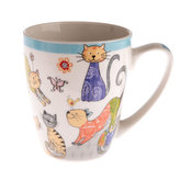Porcelánový hrnek s kočičkami - barevný 390 ml